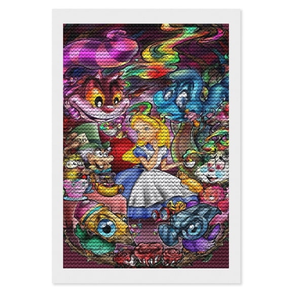 Alice in Wonden-Lan Diamond Art Kits DIY 5D Anime Painting by Number Kits Full Drills for Adults Crystal Pictures Arts Craft for Home Wall Decor Gift 8"×12"