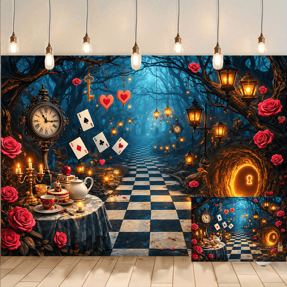 Alice Wonderland Backdrop Banner Party Photo Background