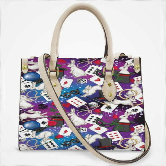 Alice Wonderland Cards Cross Body Bags For Women Small Leather Female Handbags Fashion Top-Handle Totes
