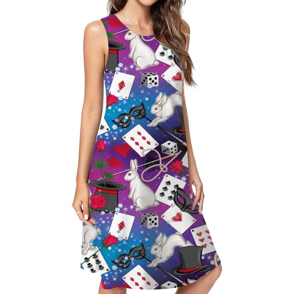 Alice Wonderland Cards Dress Loose Women'S Dress Beach Dresses With Pockets Dresses For Womens