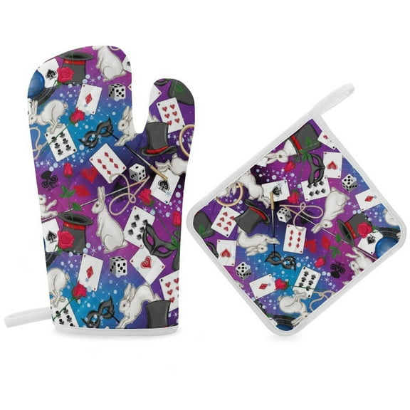 Alice Wonderland Cards Oven Gloves And Pots Stand Set Oven Gloves And Pot Racks Pot Racks And Oven Gloves Set