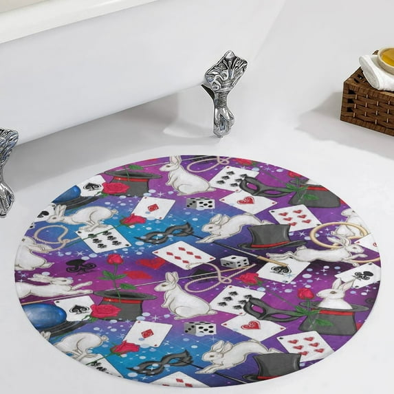 Alice Wonderland Cards Round Carpet Circle Rug Outdoor Patio Area Rug Washable Large Area Rugs Hallway Room Decor Fitness Mats