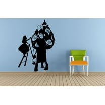 Alice In Wonderland Cute Alice Rose Tree Silhouette - Alice In Wonderland Wall Sticker Vinyl Decal Home Decor For Boys/Girls Children Bedroom Room Home Bedroom Decoration Sticker Size (35x40 inch)