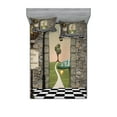 thumbnail image 1 of Alice in Wonderland Fitted Sheet & Pillow Sham Set, Welcome Wonderland Black and White Floor Landscape Mushroom Print, Decorative Printed 6 Piece Bedding Decor Set, Calking, Multicolor, by Ambesonne, 1 of 3