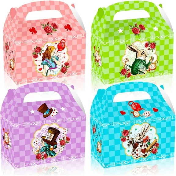 Alice Wonderland Party Box of 12 - Double-Sided Rose Garden/Mad Hatter Tea Party Design Fantasy Wonderland themed birthday party supplies
