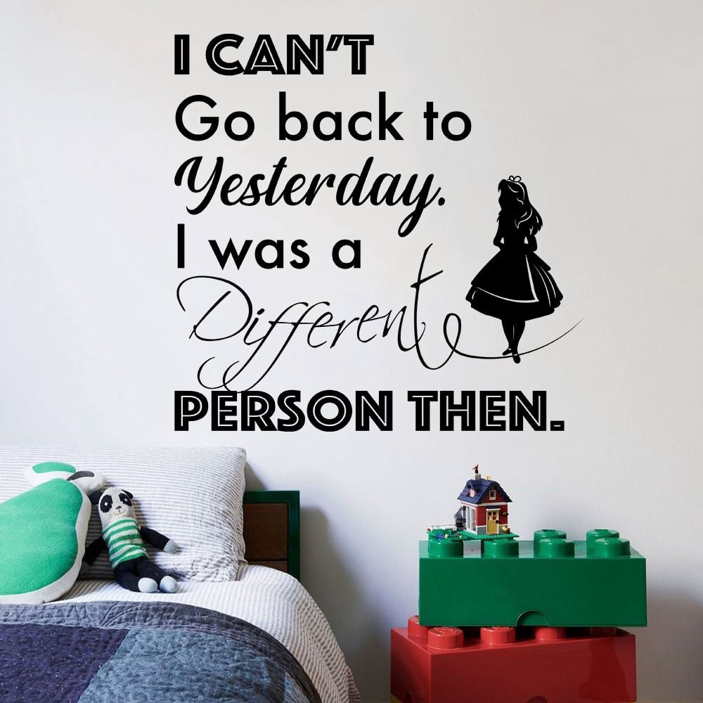 Alice in Wonderland Quote Disney Cartoon Quotes Wall Sticker Art Decal for Girls Boys Room Bedroom Nursery Kindergarten House Fun Home Decor Stickers Wall Art Vinyl Decoration Size (30x30 inch)