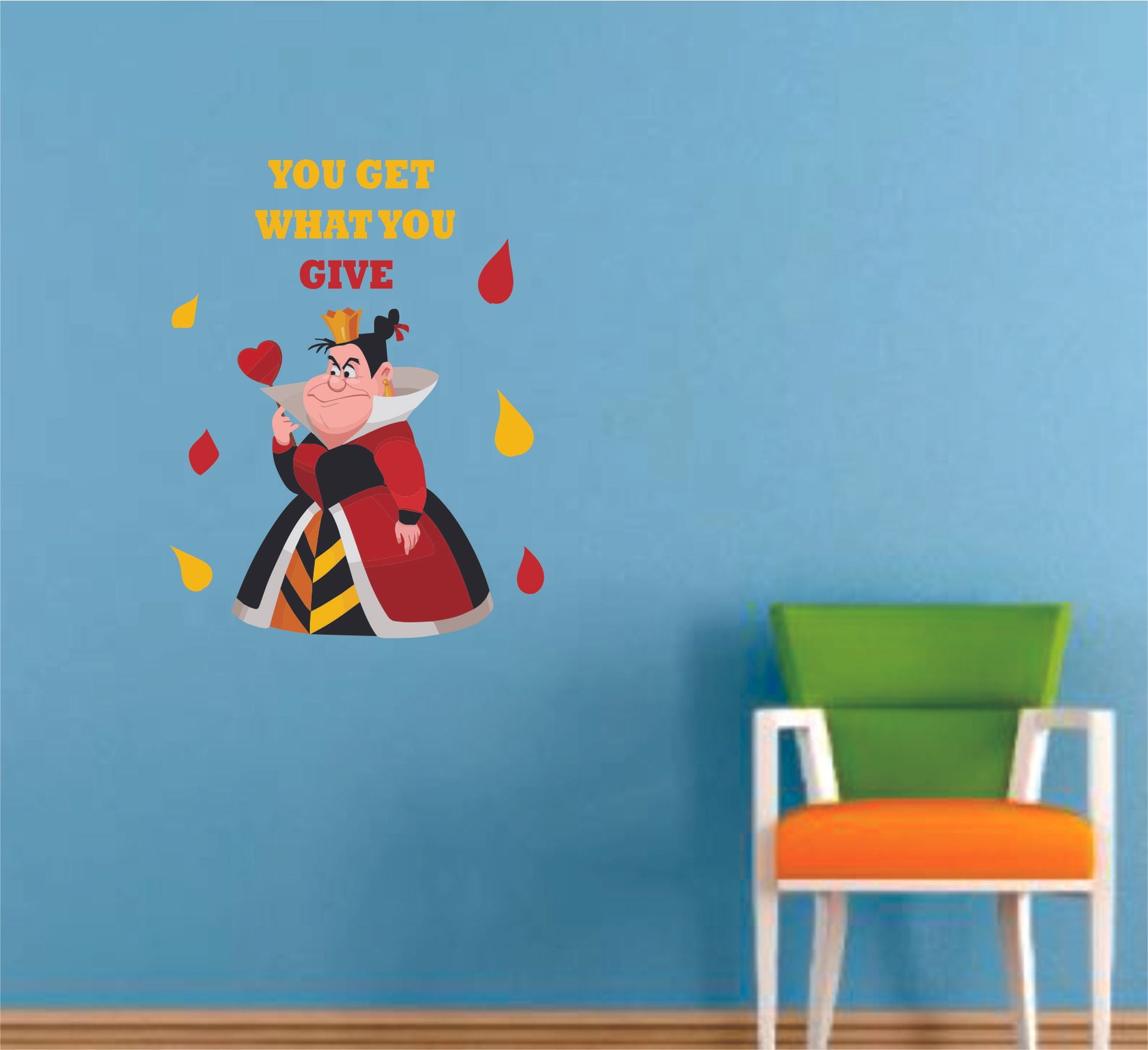 Alice in Wonderland Red Queen Cartoon Decors Wall Sticker Art
