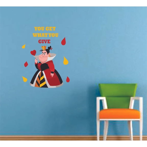 Alice in Wonderland Red Queen Cartoon Decors Wall Sticker Art Design Decal for Girls Boys Kids Room Bedroom Nursery Kindergarten House Fun Home Decor Stickers Wall Art Vinyl Decoration (40x35 inch)