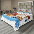 thumbnail image 1 of Ambesonne Cartoon Fitted & Top Sheet Set with Shams, Fantasy World Cards Clocks, Multicolor, 1 of 4