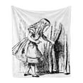 thumbnail image 1 of Alice in Wonderland Soft Flannel Fleece Blanket, Black and White Alice Looking Through Curtains Hidden Door Adventure, Cozy Plush for Indoor and Outdoor Use, 50" x 70", Black White, by Ambesonne, 1 of 5