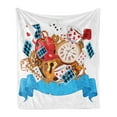 thumbnail image 1 of Alice in Wonderland Soft Flannel Fleece Blanket, Mad Design of Cards Clocks Tea Pots Keys Flowers Fantasy World Artwork, Cozy Plush for Indoor and Outdoor Use, 70" x 90", Multicolor, by Ambesonne, 1 of 6