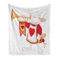 thumbnail image 1 of Alice in Wonderland Soft Flannel Fleece Blanket, Rabbit Playing Royal Trumpet with Heart Design Animal Card Kids, Cozy Plush for Indoor and Outdoor Use, 50" x 70", Yellow White Red, by Ambesonne, 1 of 6