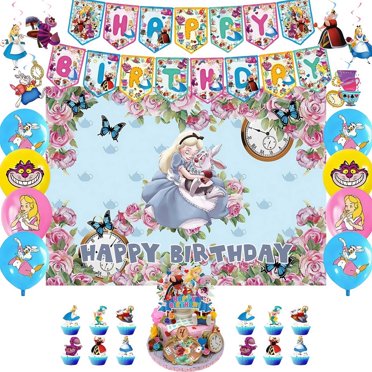 Alice In Wonderland Party Supplies – Girl Birthday Decoration Set W/ Balloon Plate Napkin