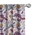 thumbnail image 1 of Alice in Wonderland Window Curtains, Fantasy World Concept Hand-Drawn Caterpillar Cat Rabbit, Lightweight Decorative Panels Set of 2 with Rod Pocket, 56" x 63", Purple Aqua, by Ambesonne, 1 of 5