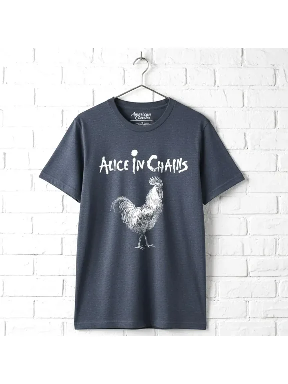 Alice in Chains Rooster Drawing Men's T Shirt (NavyHeather, AdultL)