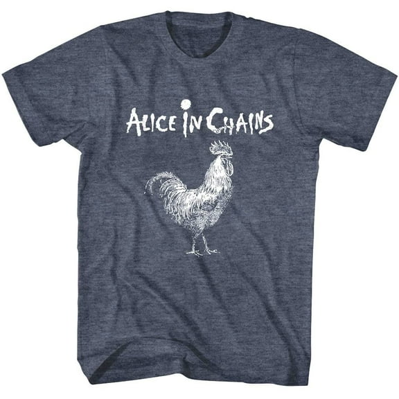 Alice in Chains Rooster Drawing Men's T Shirt (NavyHeather, AdultS)