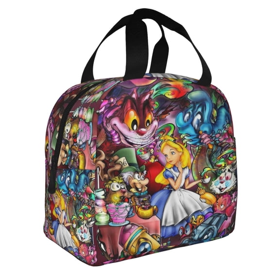 Alice in Wonden-Lan Lunch Bag Insulated Lunch Box Reusable Cooler Cartoon Lunch Tote Bag Picnic Travel Office