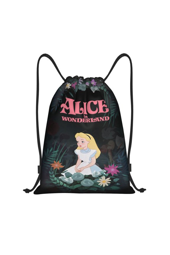 Alice in Wonden-Lan Drawstring Bag,Sackpack String Bag Beach Bag for Gym Shopping Sport Yoga