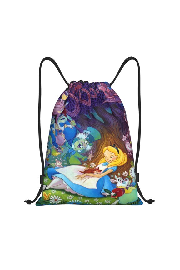 Alice in Wonden-Lan Drawstring Bag,Sackpack String Bag Beach Bag for Gym Shopping Sport Yoga
