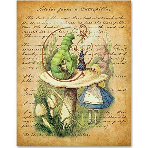 Alice in Wonderland - Advice From a Caterpillar - 11x14 Unframed Alice in Wonderland Print