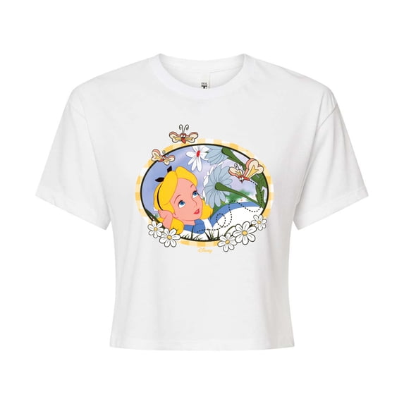 Alice in Wonderland - Alice Daisies - Juniors Cropped Graphic T-Shirt