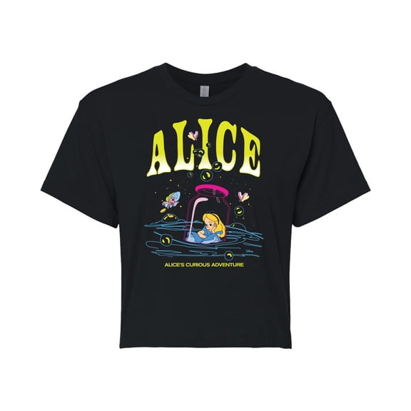 Alice in Wonderland - Alice In Bottle - Juniors Cropped Cotton Blend T-Shirt