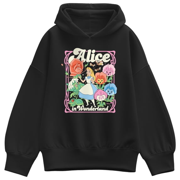 Alice in Wonderland - Alice and Flowers Women's Oversized Fleece Hoodie Sweatshirt