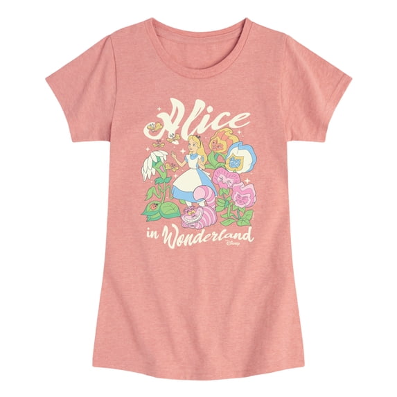 Alice in Wonderland - Alice and Flowers - Youth Girls Fitted Short Sleeve T-Shirt