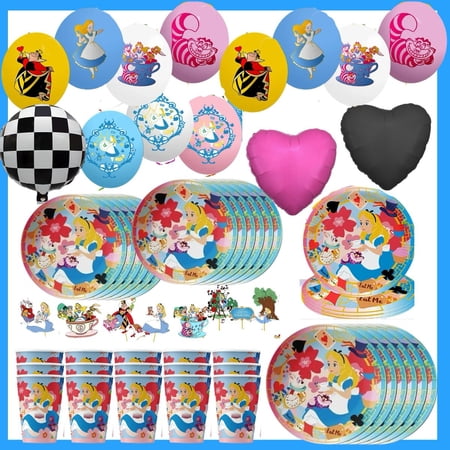 Alice in Wonderland Birthday Party Set 16 guest - 56-Piece Enchanting Kit!