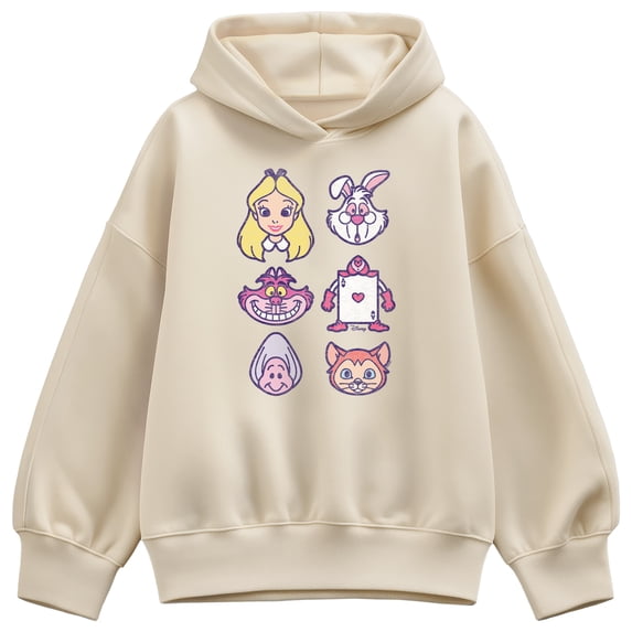 Alice in Wonderland - Character Face Grid Women's Oversized Fleece Hoodie Sweatshirt
