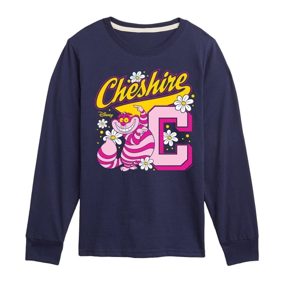 Alice in Wonderland - Cheshire Letterman - Youth Boys Long Sleeve Graphic T-Shirt