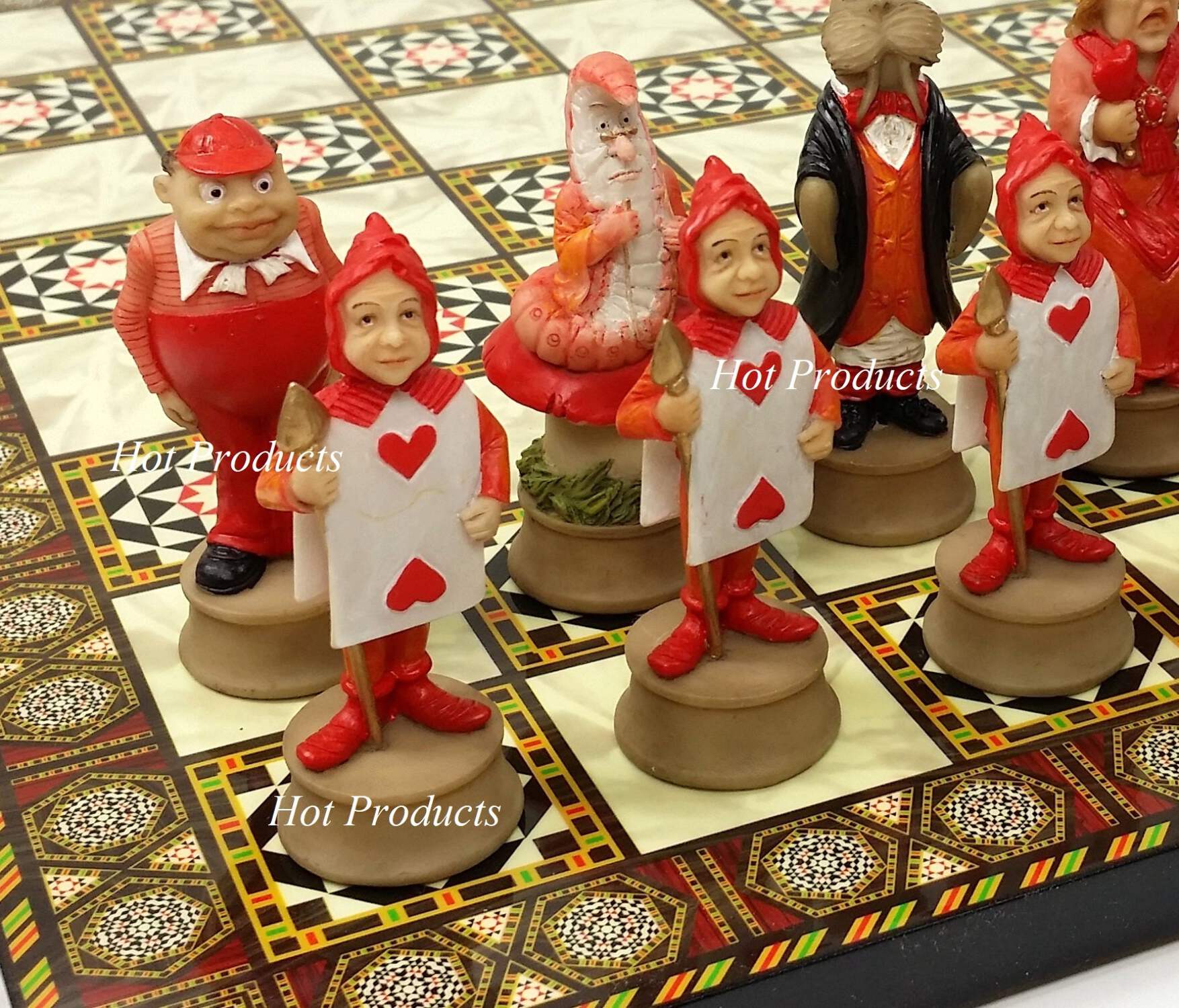 Alice In Wonderland Fantasy Chess Set W 14 1 2 Mosaic Color Board 