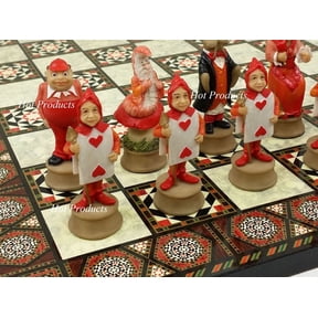 Alice in Wonderland Fantasy Chess Set W/ 17" Mosaic Color Board