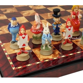 Alice in Wonderland Fantasy Chess Set W/ 18" Cherry Color Board