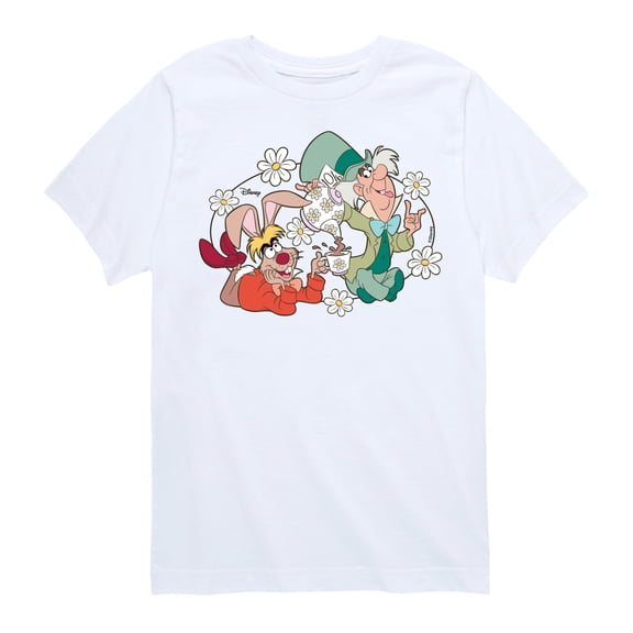 Alice in Wonderland - Hatter and Hare Daisy - Youth Boys Short Sleeve Graphic T-Shirt