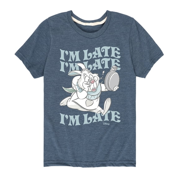 Alice in Wonderland - I'm Late White Rabbit - Youth Boys Short Sleeve Graphic T-Shirt