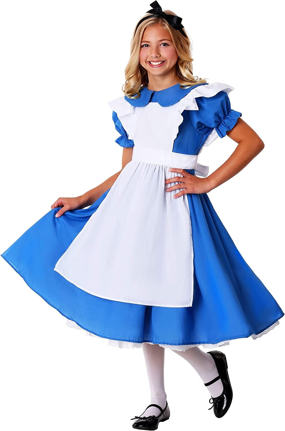 Alice in Wonderland Kids Deluxe Alice Dress Girls, Pretty Blue & White ...