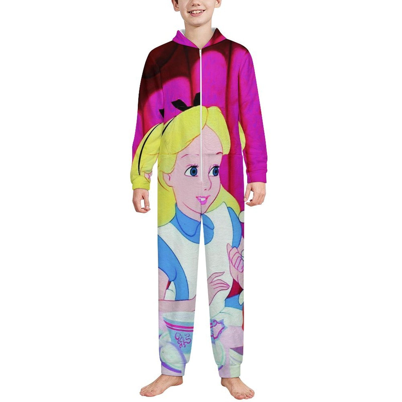 Alice in Wonderland Kids Hooded Union Suit Pajama Onesie Blanket