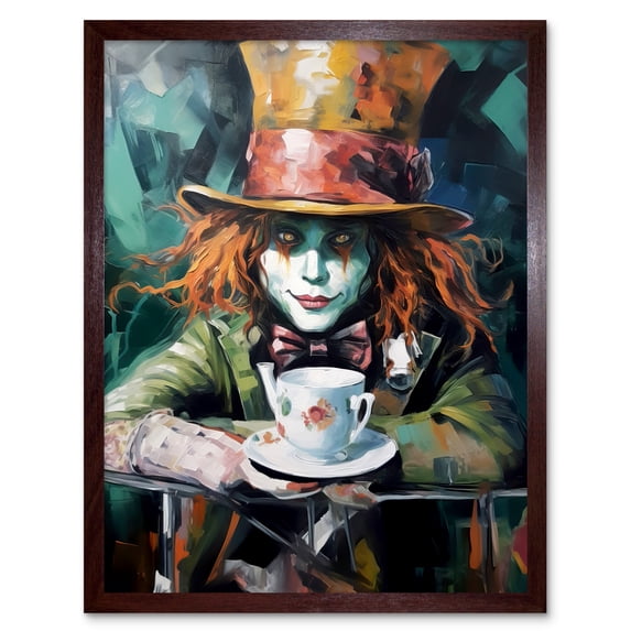 Alice in Wonderland Mad Hatter Tea Party Portrait Art Print Framed Poster Wall Decor 12x16 inch