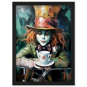 Alice in Wonderland Mad Hatter Tea Party Portrait Artwork Framed Wall Art Print A4