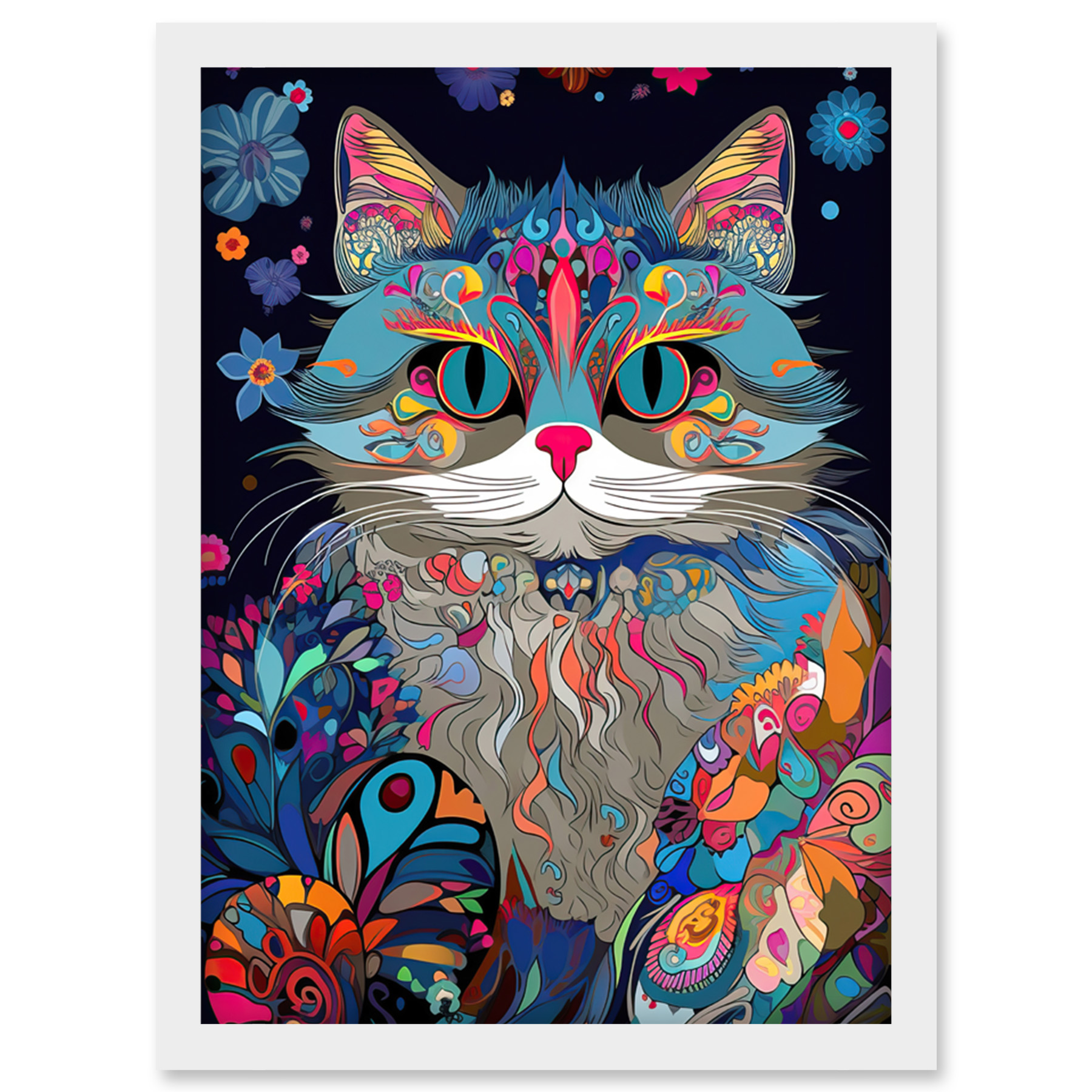 Poster Artery8 Alice Nel Paese Delle Meraviglie | Gatto Del Cheshire Psichedelico | Stampa XL 81x61 Cm