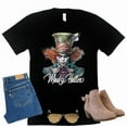 thumbnail image 1 of Alice in Wonderland Shirt, Magic Kingdom Mad Tea Party Shirt Graphic Design Tee Tops (Black-Medium), 1 of 5