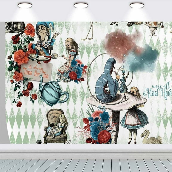 Alice in Wonderland Taspestry Wall Decor Birthday Banner Backdrop Background Party Supplies Taspestry Poster