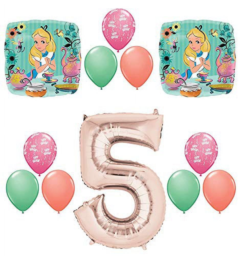 Alice in Wonderland Birthday Party Decoration,Include Alice Happy Birthday  Banner, Cake Toppers, Cupcake Toppers, Latex Balloons for Alice in