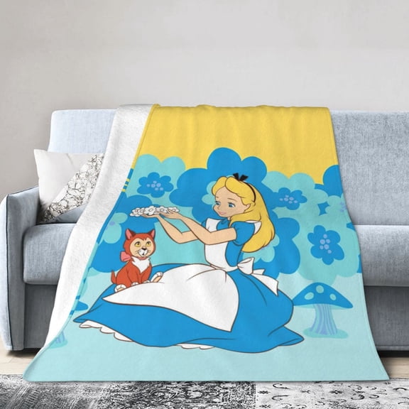 Alice in Wonderland Throw Blanket Kids Plush Blanket Ultra-Soft Micro Flannel Fleece Blanket for Bedding Sofa Travel 50"x60"