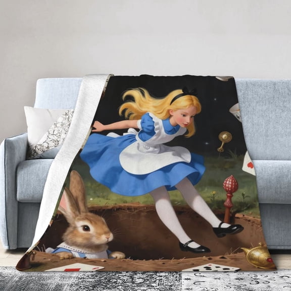 Alice in Wonderland Throw Blanket Kids Plush Blanket Ultra-Soft Micro Flannel Fleece Blanket for Bedding Sofa Travel 50"x60"