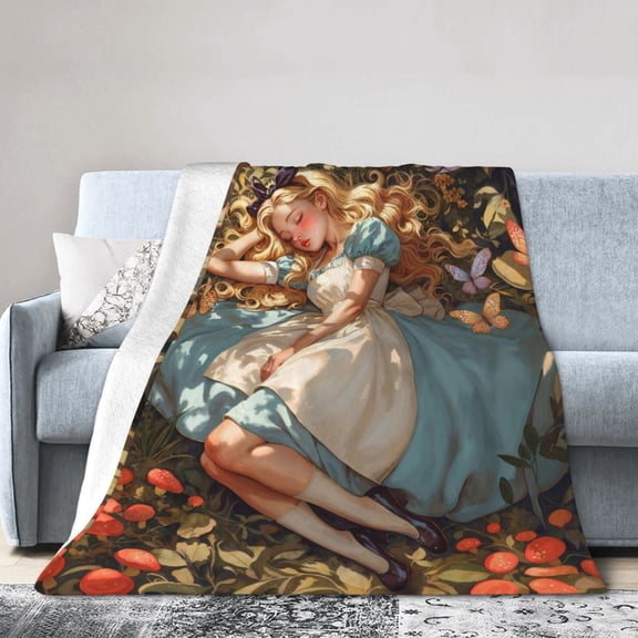 Alice in Wonderland Throw Blanket Kids Plush Blanket Ultra-Soft Micro Flannel Fleece Blanket for Bedding Sofa Travel 60"x80"