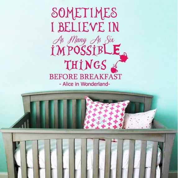 Alice in Wonderland Wall Decal Alice Quote Decal Breakfast Teatime Vinyl Stickers