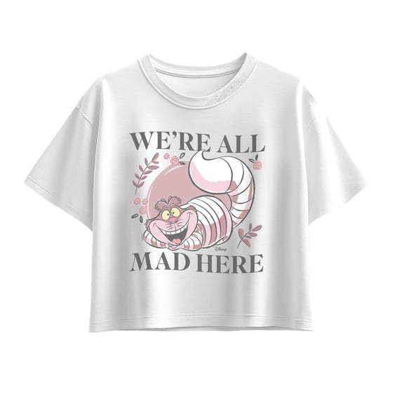 Alice in Wonderland - We're All Mad Here Girls' Short Sleeve Boxy Graphic T-Shirt