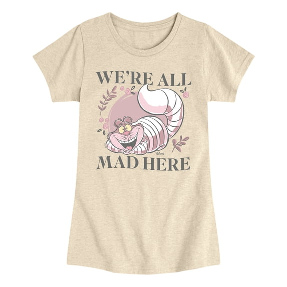 Alice in Wonderland - We're All Mad Here - Youth Girls Fitted Short Sleeve T-Shirt
